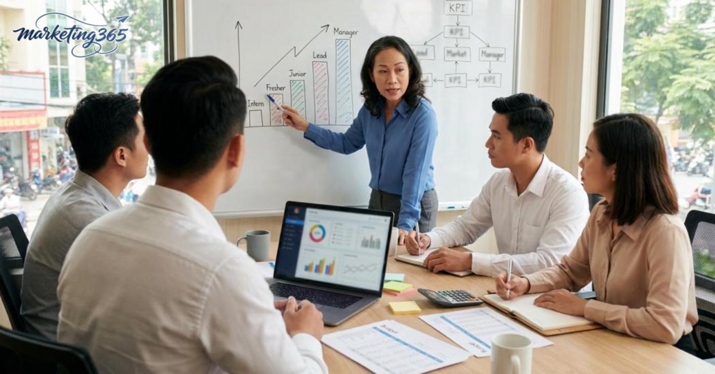 Ngưỡng ngân sách quyết định mô hình đội ngũ marketing theo quy mô doanh nghiệp