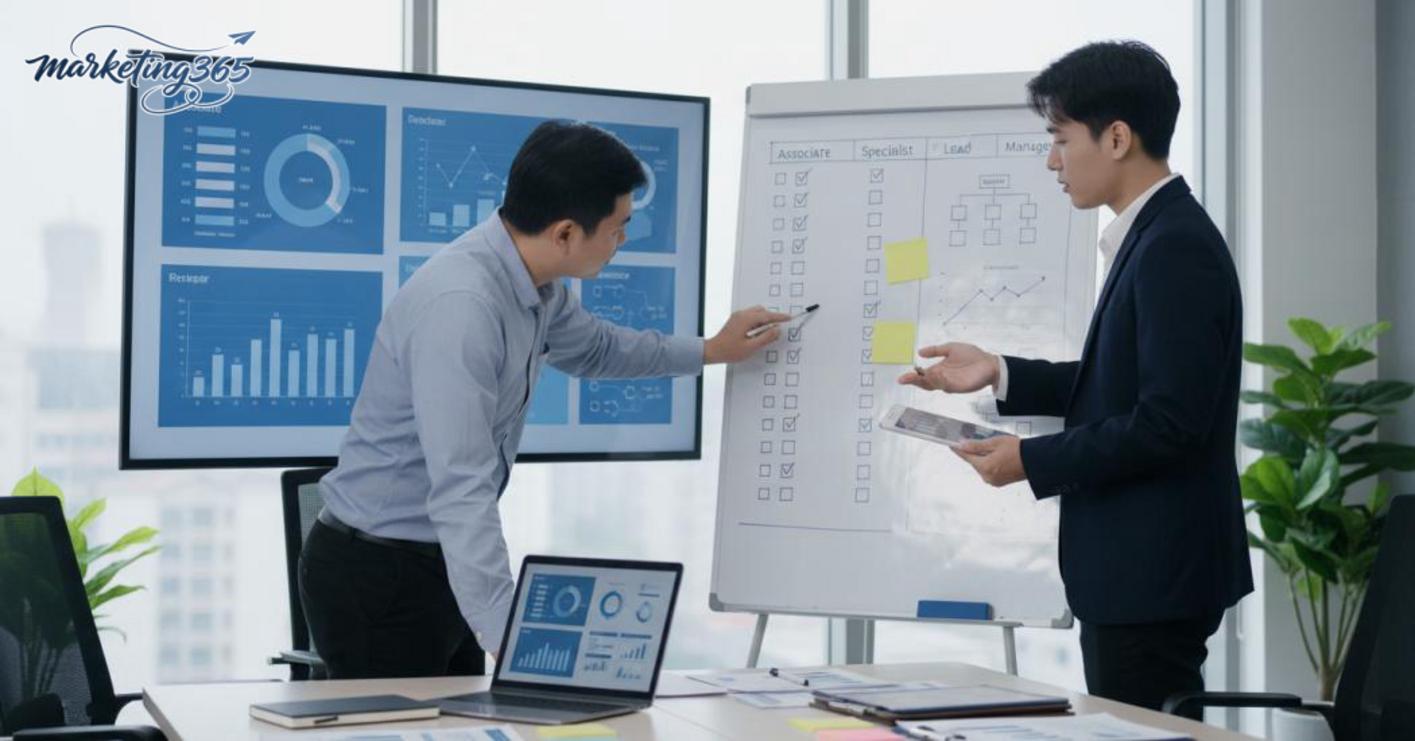 Bảng phân chia trách nhiệm trong cơ cấu đội ngũ marketing