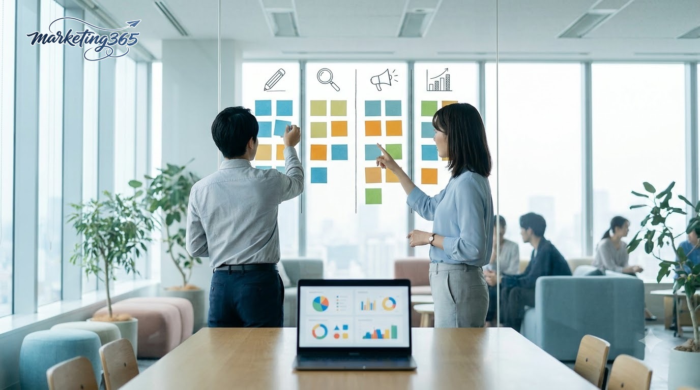 Sơ đồ các vai trò trong cơ cấu đội ngũ marketing của doanh nghiệp