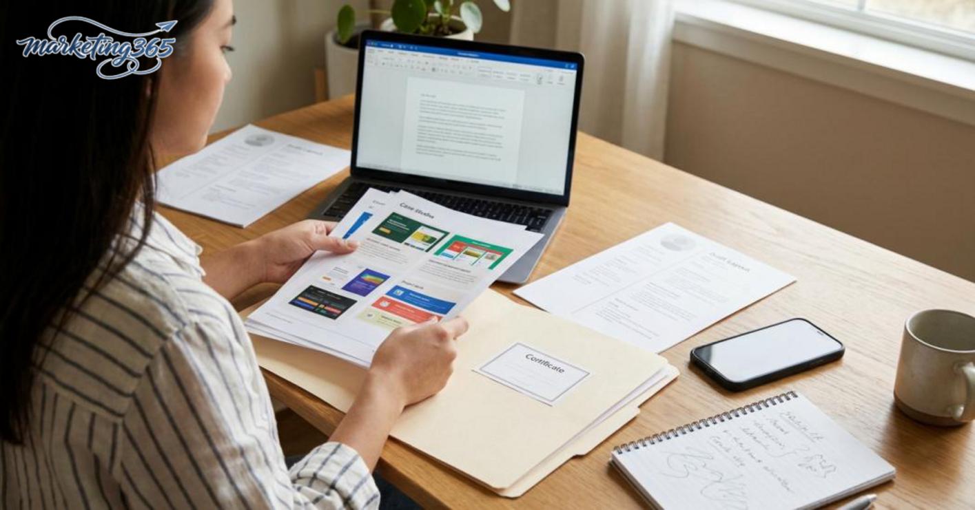Portfolio marketing gồm case study, sản phẩm thật và báo cáo kết quả