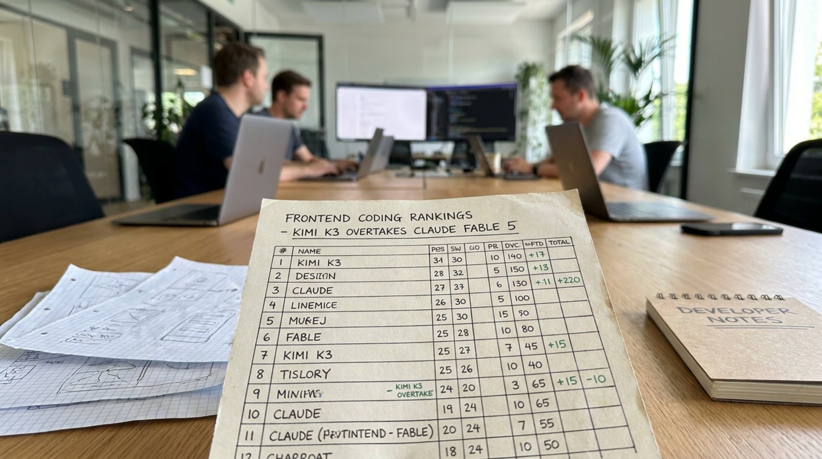Kimi K3 overtakes Claude Fable 5 in frontend code rankings