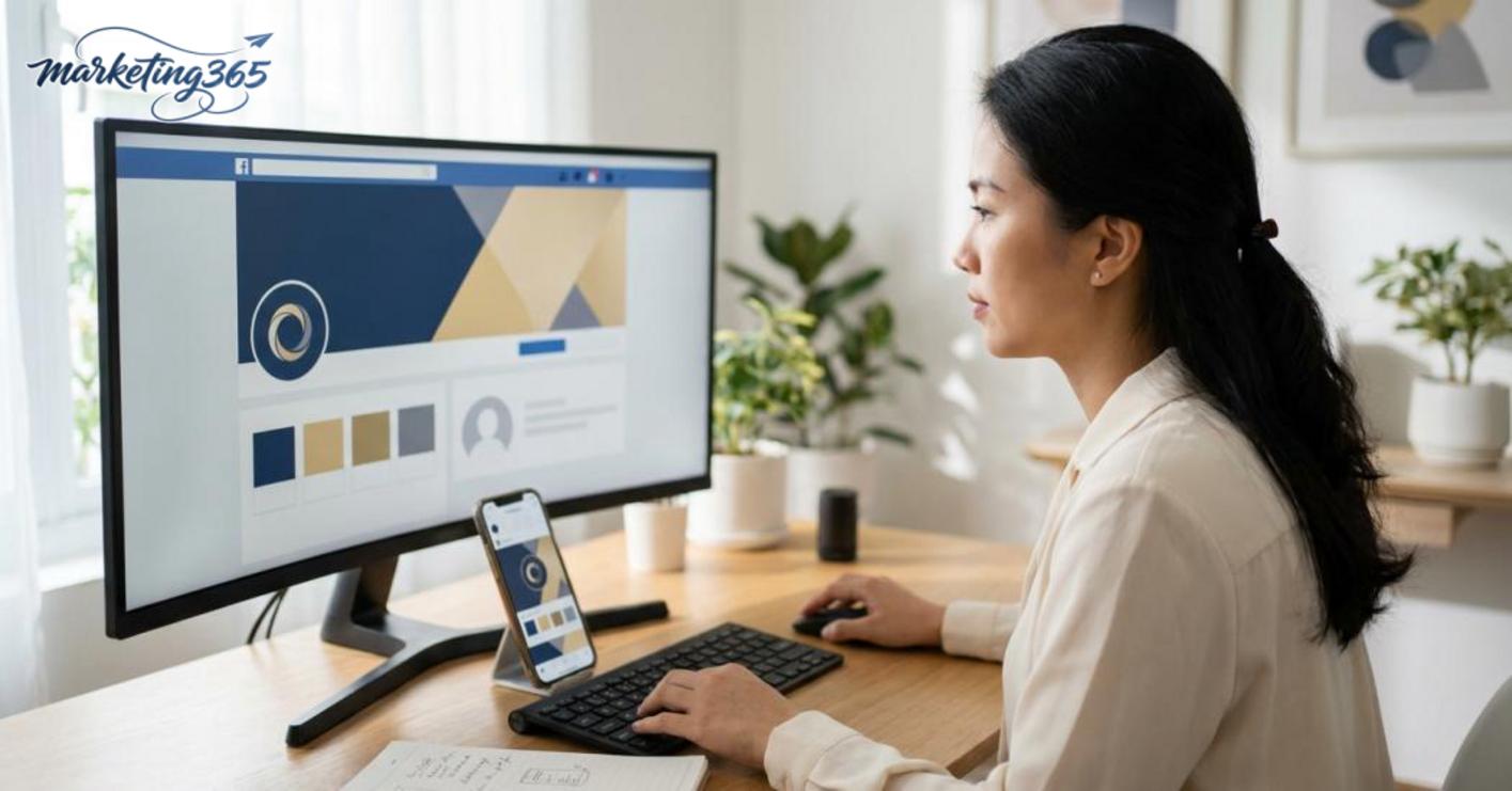 Làm sao để ảnh bìa đồng bộ với avatar, logo và màu thương hiệu?