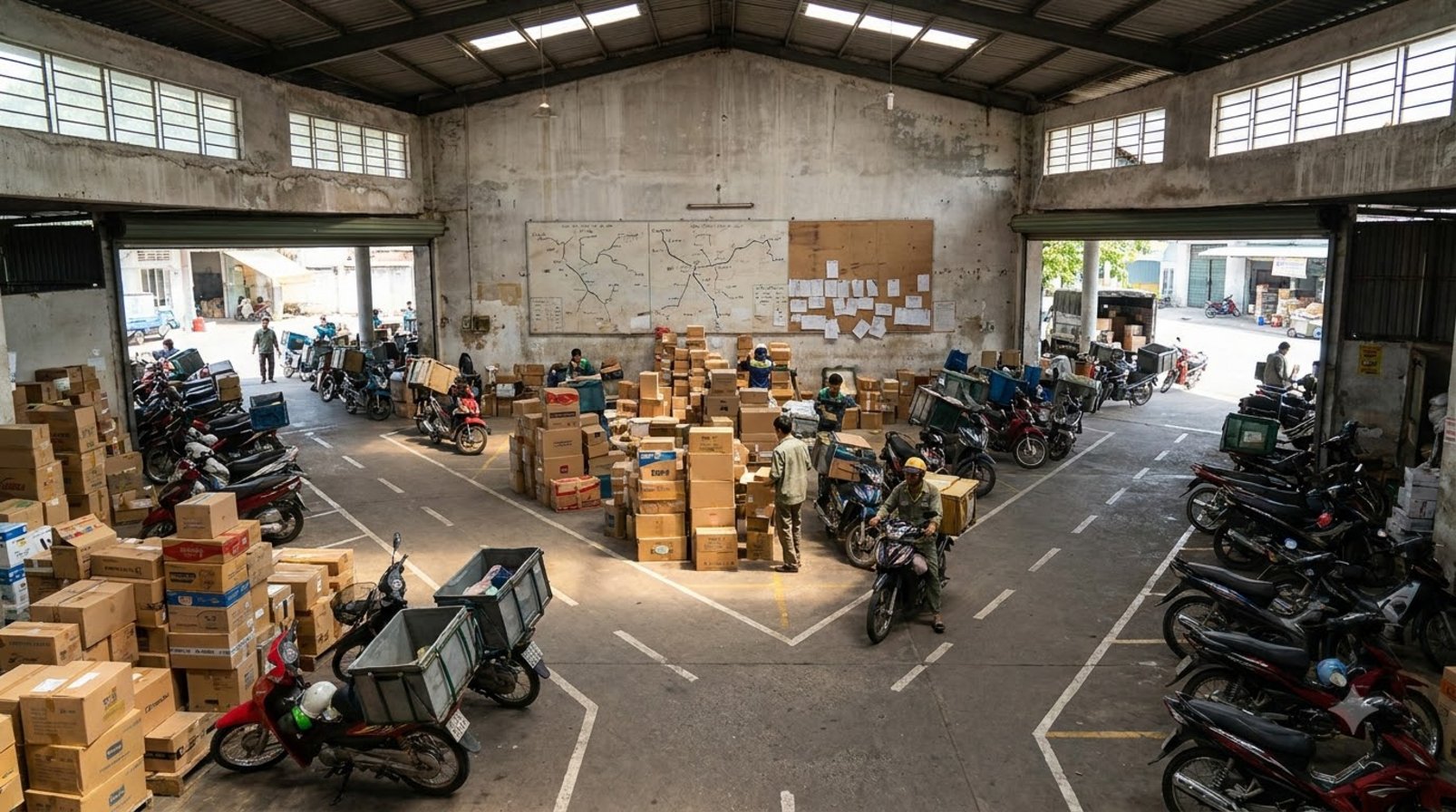 A warehouse and interprovincial delivery routes, reflecting growth that is faster than the website system
