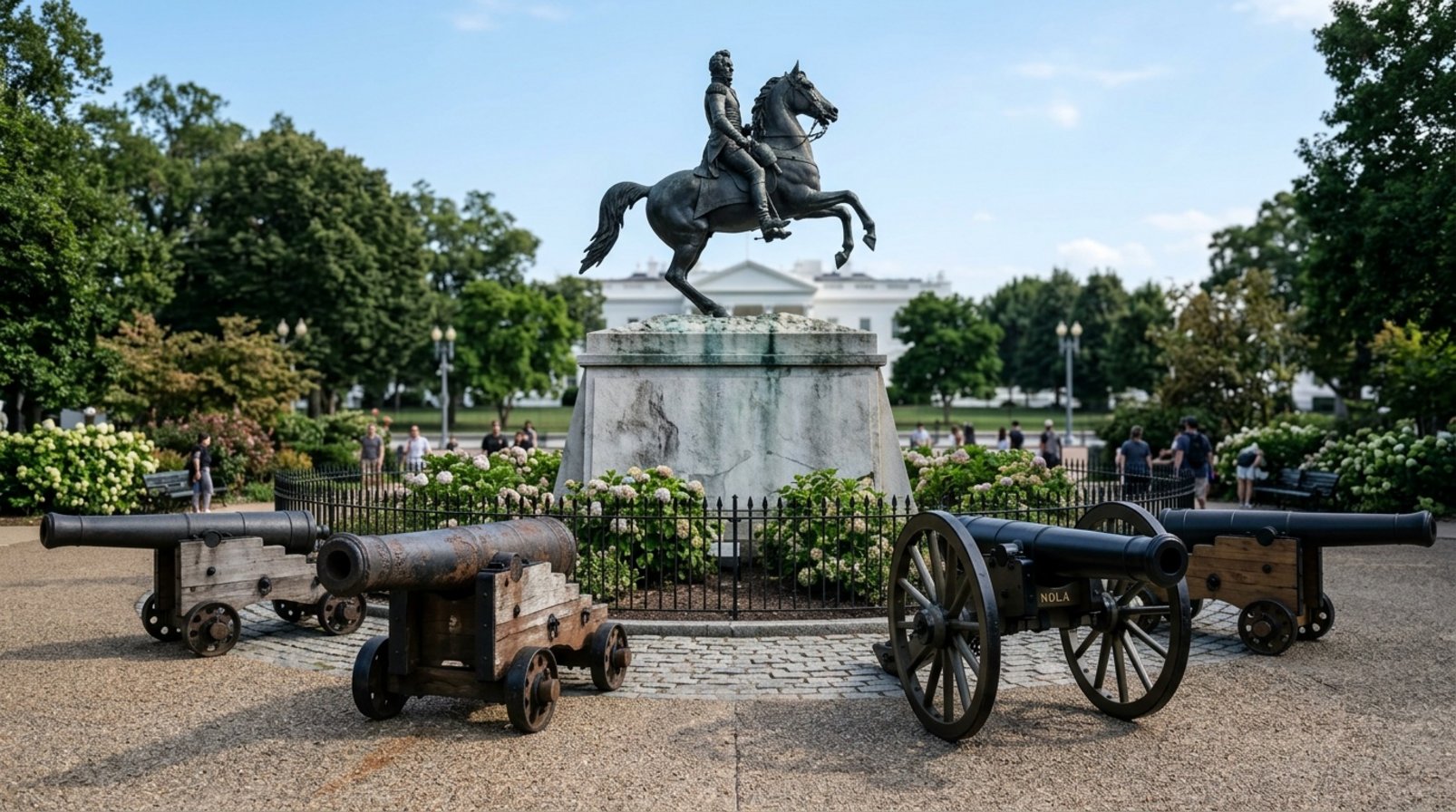 Trump posts AI video about restoring Andrew Jackson statue and historic cannons