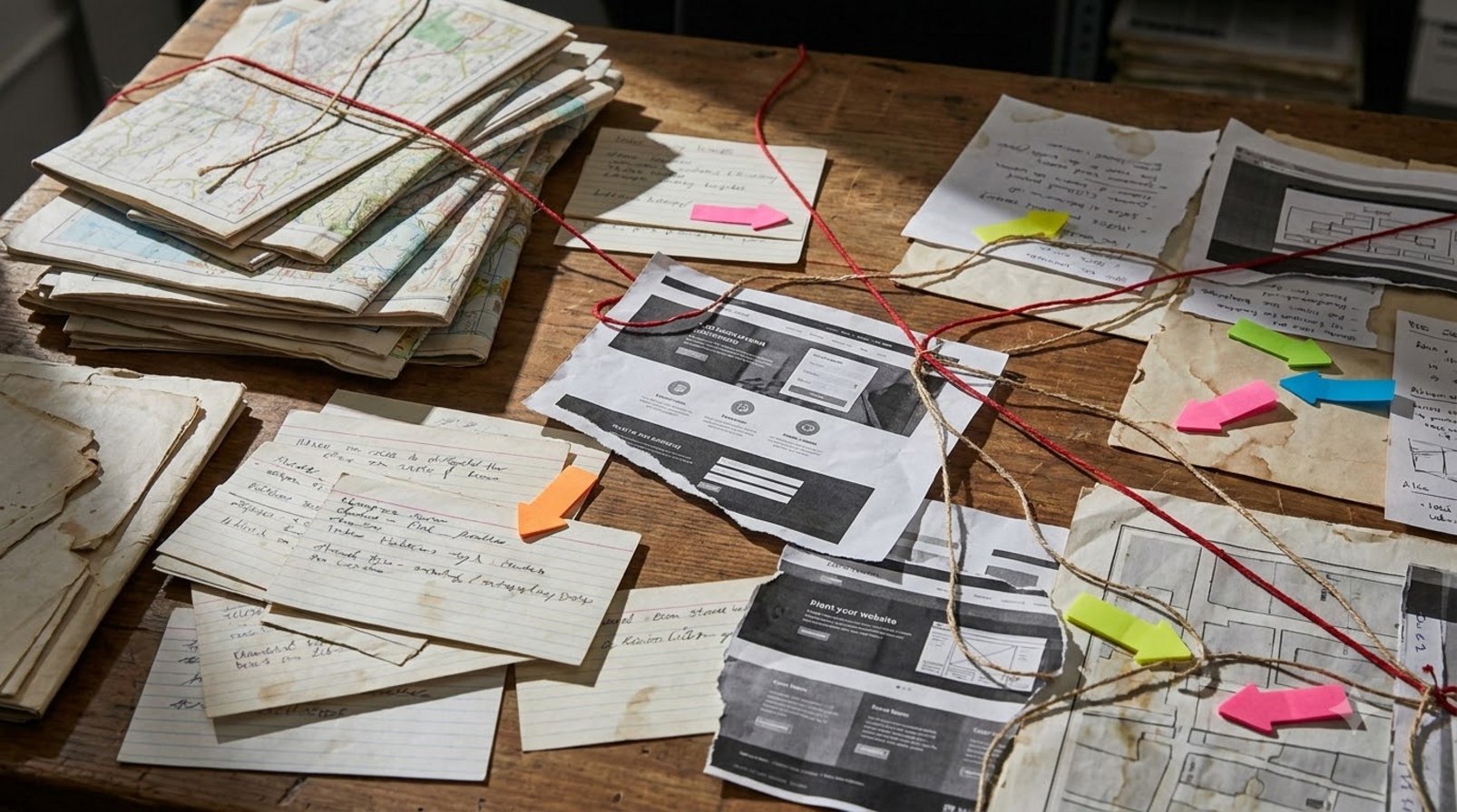 A desk covered with documents, diagrams, and notes, suggesting the cost of delaying structural standardization