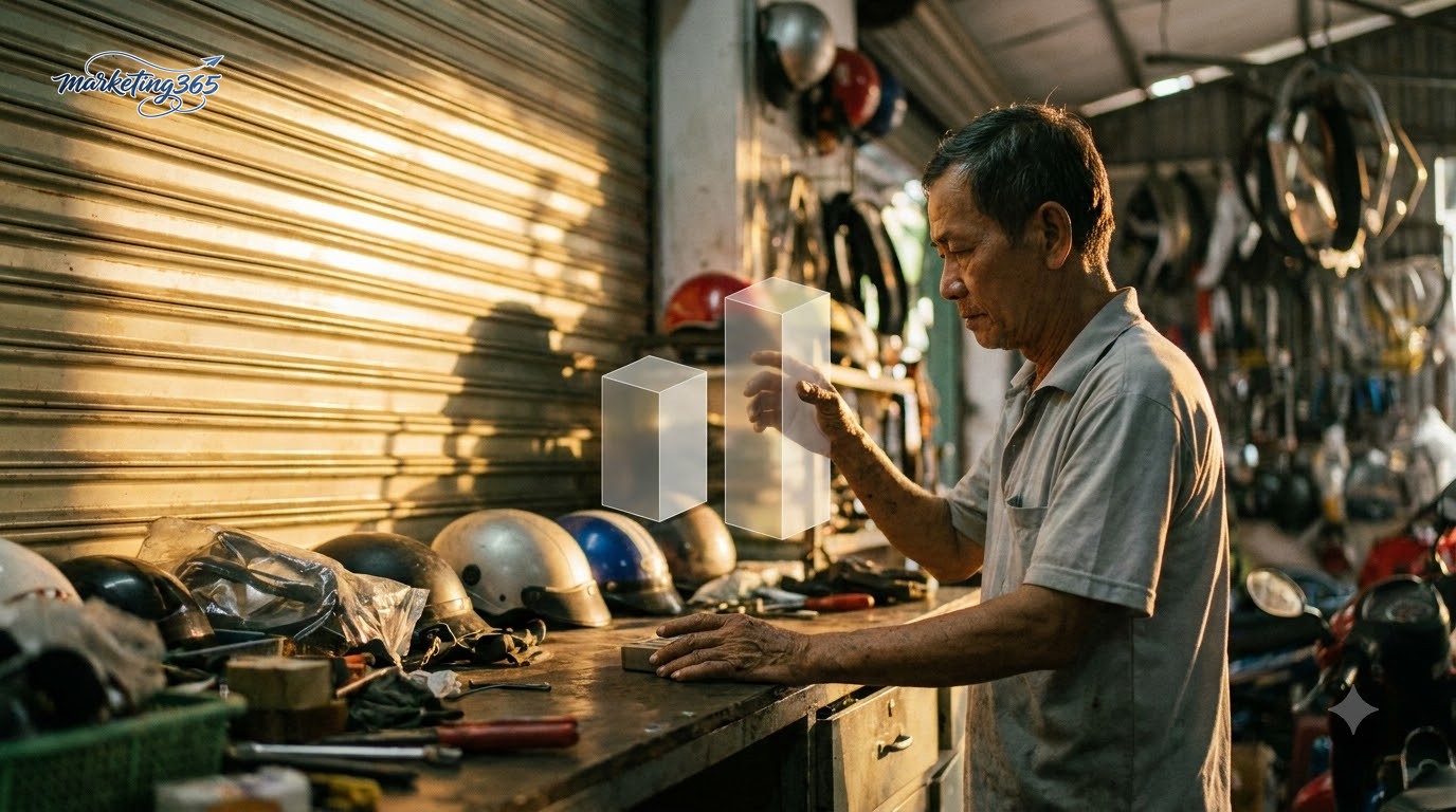 Một cửa hàng phụ tùng xe máy so hai mức giá nhấp