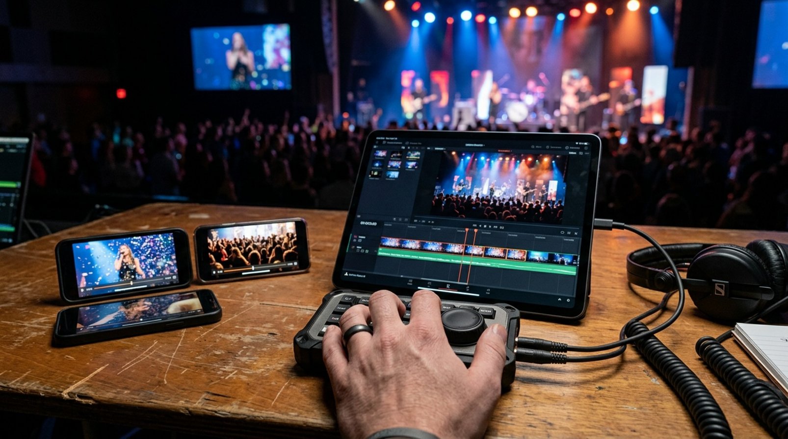 Cảnh cắt livestream thành nhiều đoạn clip ngắn trên thiết bị dựng hình