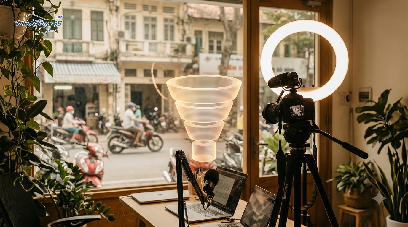 Một studio dạy học trực tuyến ở TP.HCM dựng phễu bán khoá