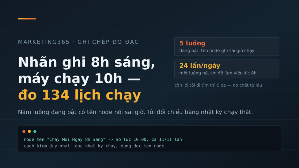 Tên node ghi 8h sáng nhưng lịch thật chạy 10h, quét 134 node lịch