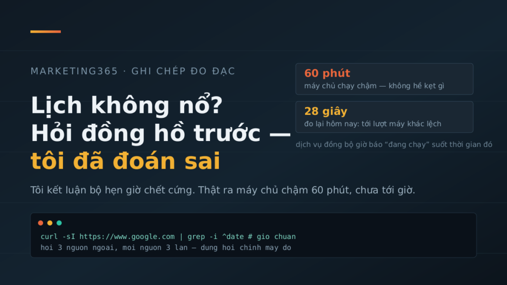 Lịch tự động không nổ, nguyên nhân là đồng hồ máy chủ chậm 60 phút