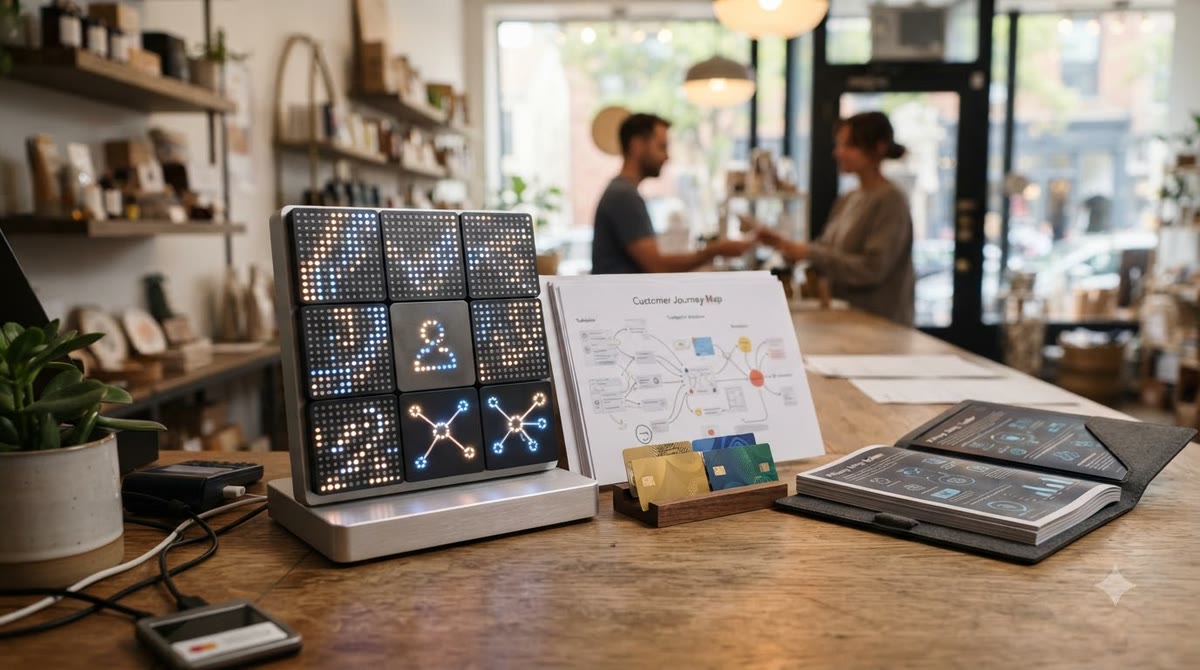 Bộ kiosk mô-đun phát sáng cạnh tài liệu phân khúc khách hàng trong cửa hàng