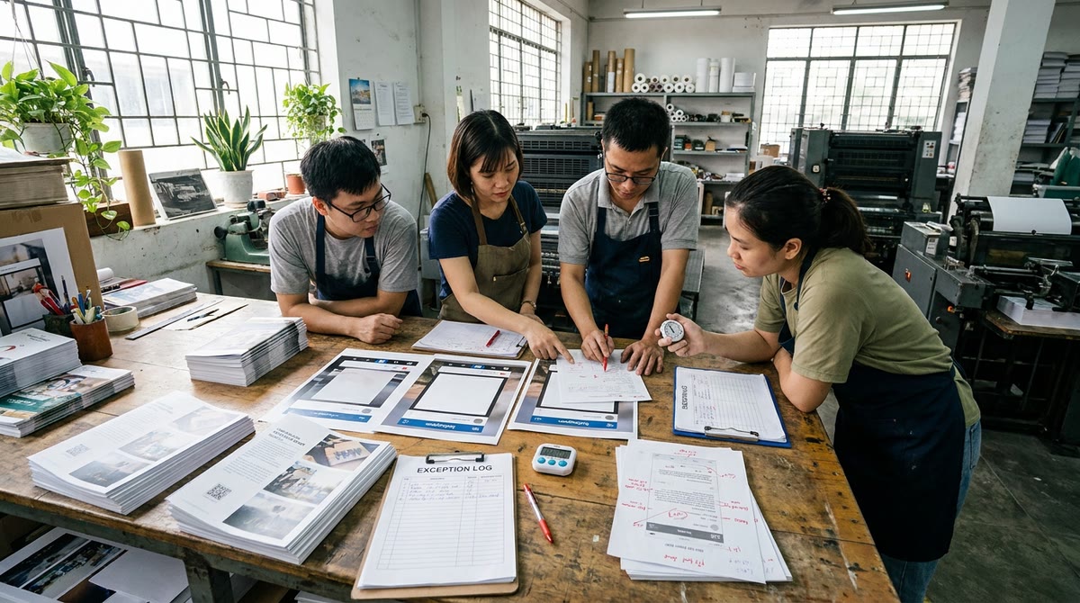 Nhóm kiểm tra bản mẫu chiến dịch và phiếu ghi lỗi trong xưởng in