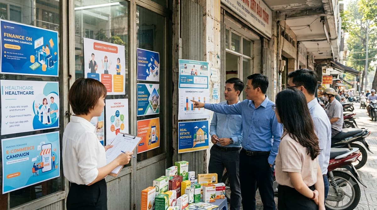 Nhóm marketing Việt Nam xem mẫu chiến dịch theo từng nhóm ngành hàng