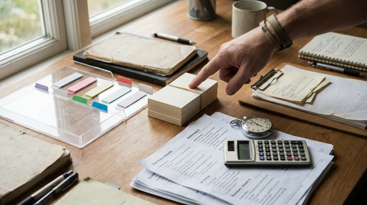 Xấp thẻ ghi chú, máy tính cầm tay và biểu mẫu in cho thấy chi phí lặp lại
