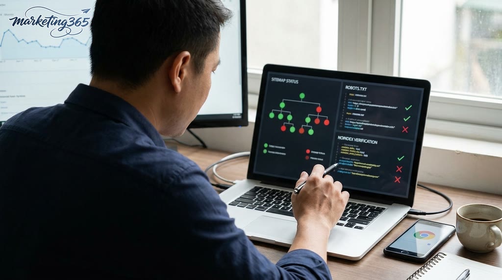 Kiểm tra index, sitemap và robots.txt trước khi sửa các phần khác