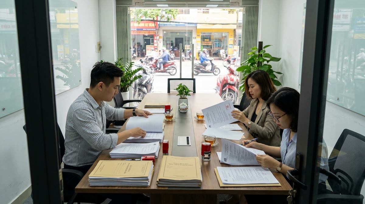 Nhóm marketing xem lại bản in, tách tài liệu nháp và nguồn đã xác minh