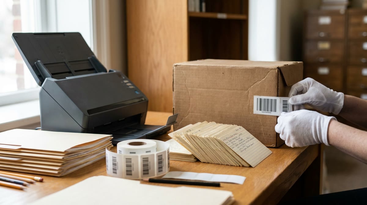 Người phụ trách phân loại hồ sơ, hộp lưu trữ và thẻ metadata trong thư viện