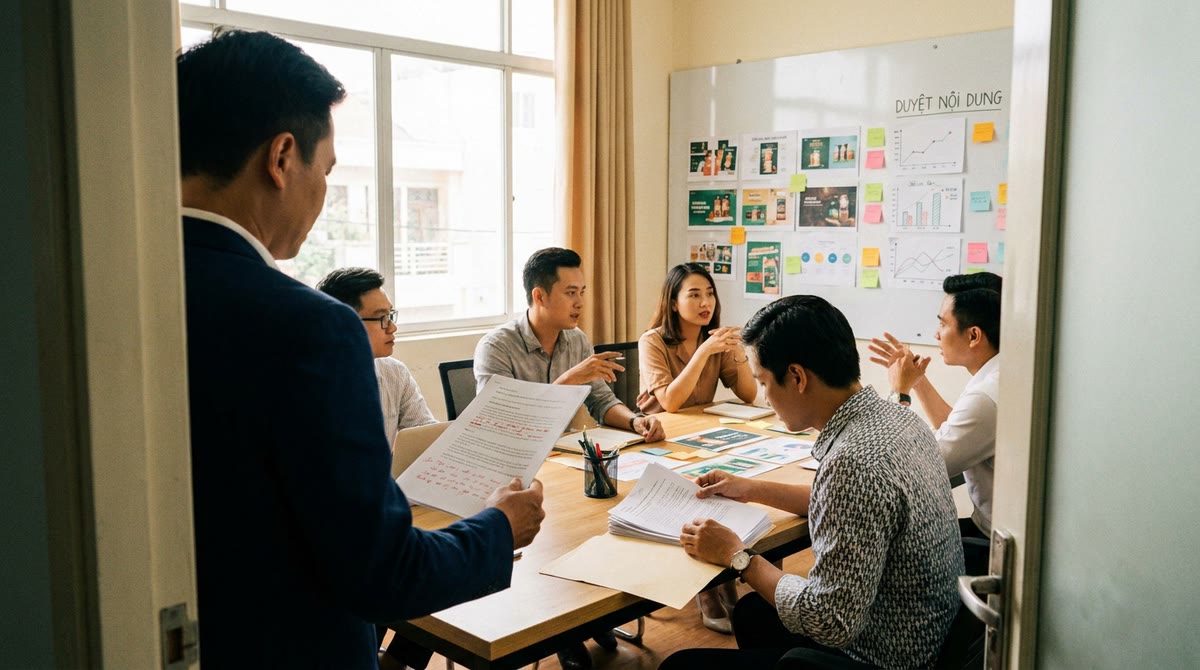 Nhóm marketing Việt xem bản in, bảng duyệt nội dung và hồ sơ nguồn